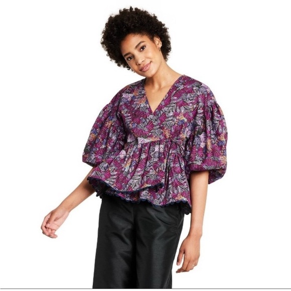 Kika Vargas x Target Coral Reef Scallop Edge Wrap Top- Large - Picture 1 of 11